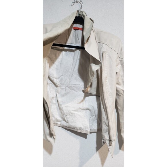 Alice + Olivia 'Stephan' Stretch Cotton & Leather Jacket Size S - Picture 10 of 16
